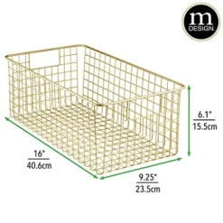 MDesign Metal Wire Food Storage Basket Organizer With Handles For Organizing Kitchen Cabinets, Pantry Shelf, Bathroom, Laundry Room, Closets, Garage - Concerto Collection - 8 Pack - Soft Brass -Kitchen Island Sale 513oYuuKFdL