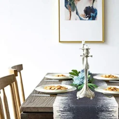 Cotton Fringe Table Runner 14 X 72 In, Farmhouse Gradient Bohemian Woven Tassels Macrame Dinning Table Linen Machine Washable Minimalist Home Decorative (14 In X 72 In, Gradient) -Kitchen Island Sale 513usgftrHL