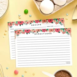 4x6 Recipe Cards. Set Of 50x Floral, Blank Recipe Cards 4x6 Inches Double Sided. Large Recipe Index Card Fits Standard 4x6 Recipe Box. -Kitchen Island Sale 5143zw0yHpL