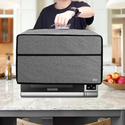 Uxja Dust Cover For Microwave Oven (Fits For Most 0.7 Cu.Ft Microwaves), Microwave Oven Cloth Cover With Front Pocket, Gray -Kitchen Island Sale 514BJs4mIxL