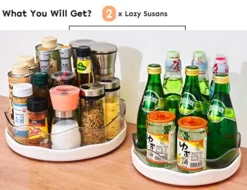 [2 Pack] Lazy Susan Organizer With Removable Bins, Non-Skid Lazy Susan Turntable For Cabinet Refrigerator, Rotating Turntable Organizer For Pantry Countertop Cupboard Kitchen Bathroom, 9" & 11", White -Kitchen Island Sale 514RpHXCYIL