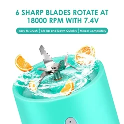 Portable Blender For Shakes And Smoothies HUIJUTCHEN USB Rechargeable Large Capacity Mini Blender Bottles With 6 High-speed Blades And Brush Personal Size Blender For Juice Fruit