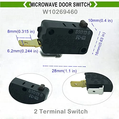 W10727360 & W10269458 & W10269460 Microwave Door Switch Replacement For Whirlpool Microwave SZM-V16-FC-61 SZM-V16-FC-62 SZM-V16-FC-63 4 W10727360 & W10269458 & W10269460 Microwave Door Switch Replacement For Whirlpool Microwave SZM-V16-FC-61 SZM-V16-FC-62 SZM-V16-FC-63 - Image 4