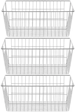 Freezer Baskets Wire Storage Baskets Closet Baskets Bin Farmhouse Organizer Storage Bins Organization Storage For Home, Office, Bathroom, Pantry -Set Of 2, 15.7" -Kitchen Island Sale 514sMv 79L. AC