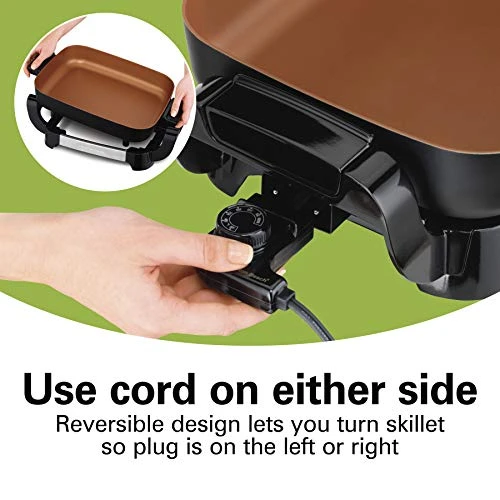 Hamilton Beach Durathon Ceramic Electric Skillet With Removable 12x15” Pan, Adjustable Temperature, Reversible Design, Tempered Glass Lid (38529K) 5 Hamilton Beach Durathon Ceramic Electric Skillet With Removable 12x15” Pan, Adjustable Temperature, Reversible Design, Tempered Glass Lid (38529K) - Image 5