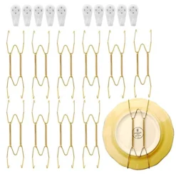 10 Pack Stainless Steel Plate Hangers For Walls Compatible Decorative Plates Hooks Dish Diaplay Holder With 10 PCS Wall Hooks (8 Inch)