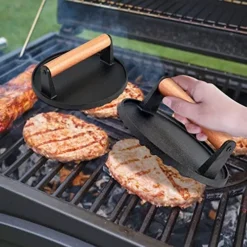 Cast Iron Burger Press, 7 Inch Round Heavy Duty Bacon Meat Steak Grill Press With Wooden Handle, Heat Proof, Rust Resistance, Griddle Accessorie Burger Smasher For BBQ Flat Top Teppanyaki 17 Cast Iron Burger Press, 7 Inch Round Heavy Duty Bacon Meat Steak Grill Press With Wooden Handle, Heat Proof, Rust Resistance, Griddle Accessorie Burger Smasher For BBQ Flat Top Teppanyaki -Kitchen Island Sale 5154LFYbCEL