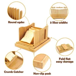 Kitchen Bamboo Bread Slicer, Adjustable Bread Cutting Guide, Foldable Bread Cutter For Homemade Bread, Bread Loaf Slicer With Crumb Catcher (12.5"×8.5"×7") -Kitchen Island Sale 515DJqR5OaL