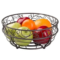 Twigz Wire Fruit Bowl Centerpiece For Kitchen And Dining Room Countertops, Tables, Buffets, Refrigerators, Bronze