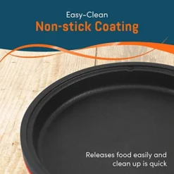 L-6101 Personal Stir Fry Griddle Pan, Rapid Heat Up, 650 Watts Non-stick Electric Skillet With Tempered Glass Lid, Red -Kitchen Island Sale 515Mka44mlL