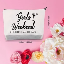TSOTMO Weekend Gift Makeup Bag Weekend Cheaper Than Therapy Bag Cosmetic Bags Travel Pouches Toiletry Bag Travel Gifts For Best Friends (Weekend)