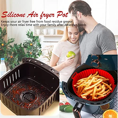Fryer Silicone Liner, 2 Pcs Round 9.5inch Baking Parchment Air Fryer Silicone Pot,Oil Resistant Extra Large Food Grade Baking Liner For Baking Roasting Microfwave Air Fryer 3QT Above (9.5inch) 2 Fryer Silicone Liner, 2 Pcs Round 9.5inch Baking Parchment Air Fryer Silicone Pot,Oil Resistant Extra Large Food Grade Baking Liner For Baking Roasting Microfwave Air Fryer 3QT Above (9.5inch) - Image 2