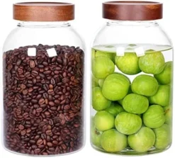 2 Pack 95 OZ Glass Jar With Screw On Lid, Large Glass Canister With Airtight Wooden Lid For Kombucha, Sun Tea, Meal Prep, Food Storage, Drinking, Overnight Oats, Dry Food, Spices, Salads, Yogurt -Kitchen Island Sale 515h UiDFBL. AC
