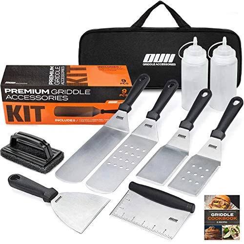 Flat Top Griddle Accessories Set For Blackstone And Camp Chef Griddle - 9 Pieces Set With Griddle Cleaning Kit And Carry Bag! Metal Spatula, Scraper For Hibachi Grill And Teppanyaki Grill 1 Flat Top Griddle Accessories Set For Blackstone And Camp Chef Griddle - 9 Pieces Set With Griddle Cleaning Kit And Carry Bag! Metal Spatula, Scraper For Hibachi Grill And Teppanyaki Grill