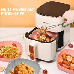 2-Pack Air Fryer Square Silicone Liners Basket, 8 Inch For 4 To 7QT Silicone Air Fryer，Reusable Food Safe Easy Clean Non Stick Air Fryer Accessories For Oven Microwave Air Fry (Grey+Pink) -Kitchen Island Sale 515oMLA8v4L