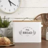 Extra Large White Farmhouse Bread Box For Kitchen Countertop - Breadbox Holder Fits 2+ Loaves - Bread Storage Container Bin - Rustic Bread Keeper Vintage Metal Kitchen Decor For Counter