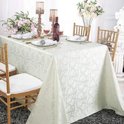 90 Inch X 132 Inch Rectangular Versailles Chopin Jacquard Damask Polyester Tablecloths Table Cover Linens For Restaurant Kitchen Dining Wedding Party Banquet Events - Champagne -Kitchen Island Sale 5163shOpOTL. AC 2