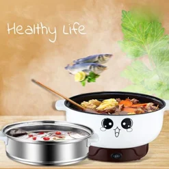 4-in-1 Multifunction Electric Skillet With Lid Nonstick Stainless Steel Small Electric Stockpot Hot Pot Skillet Noodles Rice Cooker Steamed Egg Soup Porridge Fried Cooking 110V (2.8L, Electric Skillet) -Kitchen Island Sale 5165uvUCUHL 1