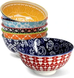 Cereal Bowls - Set Of 6 Dinnerware For Ice Cream, Fruit, Ramen, Cereal, Soup, Colorful Stoneware Dishes For Kitchen, Microwave And Oven Safe, 6.25 Inch Diameter -Kitchen Island Sale 5167lBepAYL. AC
