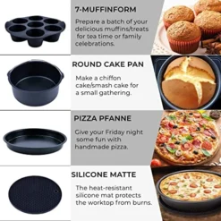 Air Fryer Accessories XL, 8inch Air Fryer Accessory Kit For COSORI Ninja Phillips Gowise Gourmia Instant Power XL Air Fryer, Fit- 4.2, 5, 5.5, 5.8, 6, 6.8, 8QT Air Fryer With 8 Inch Cake Pan, Pizza Pan -Kitchen Island Sale 516GE4NijfL