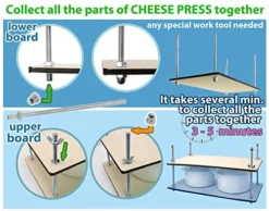 Cheese Press For Cheese Making 16 In - Cheesemaking Kit With Wooden Cheese Press And 2 Cheese Molds 1.2 L - Сheese Press For Home Cheese Making Metal Guides Pressure Up To 50 Pounds -Kitchen Island Sale 516WQvK00WL