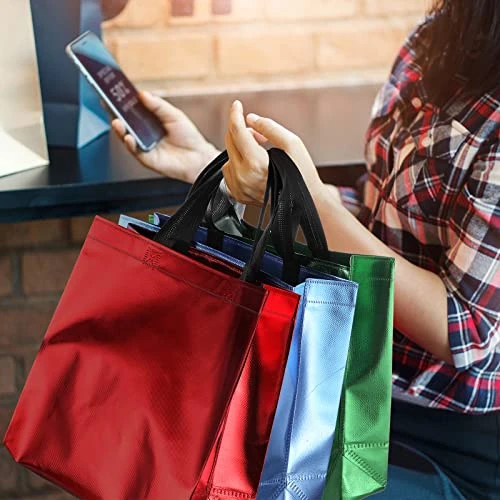 Eccliy 60 Pieces Reusable Gift Tote Bags Grocery Shopping Bag With Handles For Bridesmaid Birthday Party Wedding, 12.2x11x4.7 Inch (Multicolored) 3 Eccliy 60 Pieces Reusable Gift Tote Bags Grocery Shopping Bag With Handles For Bridesmaid Birthday Party Wedding, 12.2x11x4.7 Inch (Multicolored) - Image 3