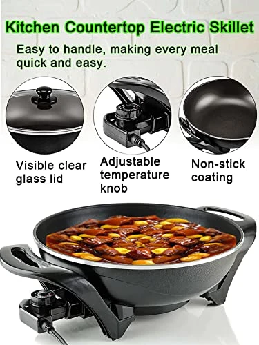 13 Inch Nonstick Electric Skillet - For Roast Fry Steam 3 13 Inch Nonstick Electric Skillet - For Roast Fry Steam - Image 3