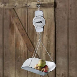 770199 Hanging Decorative Non Functional Produce Kitchen Scale, 9-inch Width, Metal, White