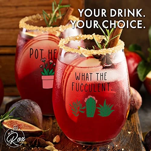 Succulent Plant Cactus Gifts For Women- Set Of 2 Funny Wine Glasses 15oz - Plant Lover Gift Mug - What The Fucculent- Pot Head Crazy - Plant Lady Wine Glass Tumbler - Custom Stemless Wine Glasses 4 Succulent Plant Cactus Gifts For Women- Set Of 2 Funny Wine Glasses 15oz - Plant Lover Gift Mug - What The Fucculent- Pot Head Crazy - Plant Lady Wine Glass Tumbler - Custom Stemless Wine Glasses - Image 4