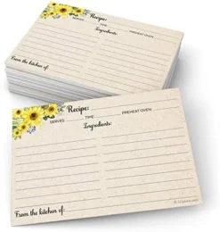 Sunflower Recipe Cards (Set Of 50) Large 4x6 - Rustic Kraft Tan, From The Kitchen Of - Double-Sided For Weddings, Bridal, Baby Shower - Made In USA -Kitchen Island Sale 516uqV7i20L. AC