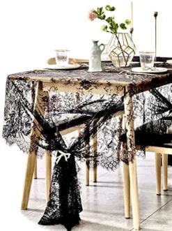 60x120 Inch Gorgeous White Lace Tablecloth Overlay Rose Vintage Embroidered, Romantic Boho Wedding Reception Table Decor, Baby & Bridal Shower Décor, Elegant Chic Outdoor Tea Party Tablecover -Kitchen Island Sale 517DxcwggLL. AC