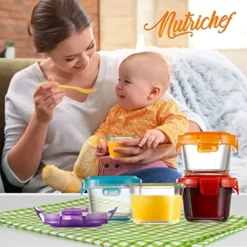 12PC Food Storage Containers - 4.48oz Mini Stackable Superior Premium Glass Meal-prep W/Airtight Locking Lid, BPA-Free Leakproof, Freezer-to-Oven-Safe, For Baby Food Snacks Fruits & Nuts -Kitchen Island Sale 517FbEl3DiL