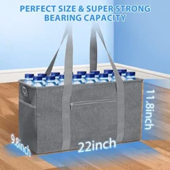 GARPROVM Standing Extra Large Utility Tote Bag With Metal Wire Frame And 900D Oxford Fabric, Reusable Shopping Bags Foldable Shoulder Strap Design, Effortless Handle -Kitchen Island Sale 517SzUS0GnL