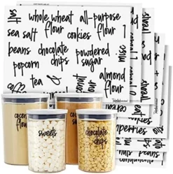 157 Pantry Labels For Food Containers, Preprinted Clear Kitchen Food Labels For Organizing Storage Canisters & Jars, Black Script + Numbers Stickers -Kitchen Island Sale 517UXXwZobL. AC