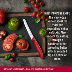 Victorinox Swiss Classic 4.5 Inch Serrated Utility Steak Knife With Red Handle -Kitchen Island Sale 517Wcm2fbsS