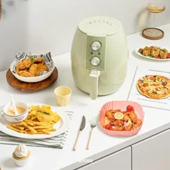 2-Pack Air Fryer Square Silicone Liners Basket, 8 Inch For 4 To 7QT Silicone Air Fryer，Reusable Food Safe Easy Clean Non Stick Air Fryer Accessories For Oven Microwave Air Fry (Grey+Pink) -Kitchen Island Sale 517YApffKjL