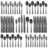48-Piece Black Silverware Set With Steak Knives, Black Flatware Set For 8, Food-Grade Stainless Steel Tableware Cutlery Set, Utensil Sets For Home Restaurant, Satin Finished Polished