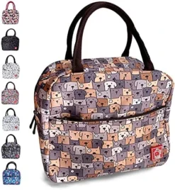 Waterproof Insulated Reusable Lunch Bag Food Drinks Container With Front Padded Pocket Double Zippers For Kids Men Women Work School Picnic Butterflies -Kitchen Island Sale 517vsnLp36L. AC