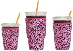 3 Pack Iced Coffee Sleeve - TKZWGA Reusable Neoprene Cup Sleeve For Cold Beverages, Insulator Cup Holder For Starbucks, Dunkin, More(Purple Leopard) -Kitchen Island Sale 5182zYmXgQL. AC