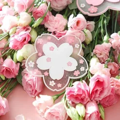 Kawaii Sakura Cup Coaster, Decor Cup Placemat, Cute Kitchen Pot Bowl Pad Placemat, Cherry Blossom Coaster, Table Cup Mat, Flower Pattern Mug Pink Coasters Set Of 4 For Drinks, Coffee, Tea (4.5in) -Kitchen Island Sale 5186z3ygO2L