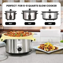 3 Pack Silicone Slowcooker Liners Reusable For 6-8 Qt Crockpot, Leakproof & Easy Clean Cookers Bags, Food Grade Silicone Crock Pot Liner, Slow Cooker Liners Oval Or Round Pot(Skin+ Pink+ Yellow) -Kitchen Island Sale 518LivNWElL