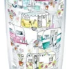 Tervis Made In USA Double Walled Colorful Camper Insulated Tumbler Cup Keeps Drinks Cold & Hot, 16oz, Clear