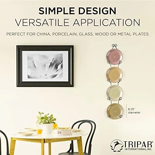 Tripar 4 Tier Vertical Black Plate Rack For Collectible Plates, Plaques, Dishes, & China 2 Tripar 4 Tier Vertical Black Plate Rack For Collectible Plates, Plaques, Dishes, & China - Image 2