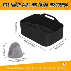 2PCS Silicone Pot For Ninjas Dual Air Fryer, Silicone Air Fryer Liners Double Air Fryer Silicone Air Fryer Basket, Air Fryer Rack Accessories For Air Fryer, Oven, And Microwave