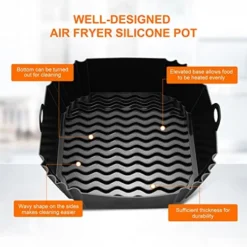 2 Pack Air Fryer Silicone Liners, 8.5''Square Air Fryer Silicone Basket,Heat Resistant Easy Cleaning Air Fryers Oven Accessories, Reusable Air Fryer Silicone Bowl Fits 4 To 7QT (Square Red-Black) -Kitchen Island Sale 5190EvBnBZL