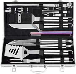 25pcs Extra Thick Stainless Steel Grill Tool Set For Men, Heavy Duty Grilling Accessories Kit For Backyard, BBQ Utensils Gift Set With Spatula,Tongs In Aluminum Case For Birthday Brown -Kitchen Island Sale 5197yECDF7S. AC