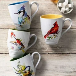 Dean Crouser Spring Cardinal Watercolor Yellow 16 Ounce Glossy Ceramic Stoneware Bird Mug With Easy Grip Handle -Kitchen Island Sale 519P1Kw7dVL