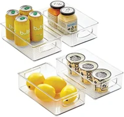 Plastic Stackable Kitchen Organizer - Storage Bin With Handles For Refrigerator, Freezer, Cabinet, And Pantry Shelves Organization - Food Container - Ligne Collection - 4 Pack - Clear -Kitchen Island Sale 519QvTCjwVL. AC
