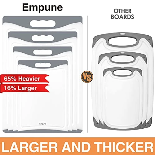 Xtra Large Cutting Boards, Plastic Cutting Boards For Kitchen (Set Of 4) Cutting Board Set Dishwasher Chopping Board With Juice Grooves Easy-Grip Handles, Grey, Empune 2 Xtra Large Cutting Boards, Plastic Cutting Boards For Kitchen (Set Of 4) Cutting Board Set Dishwasher Chopping Board With Juice Grooves Easy-Grip Handles, Grey, Empune - Image 2