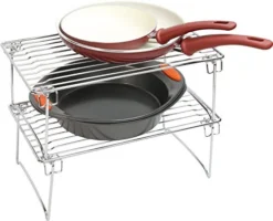 2 Pack - DecoBros Stackable Kitchen Cabinet Organizer, Chrome -Kitchen Island Sale 519f6v5BCfL